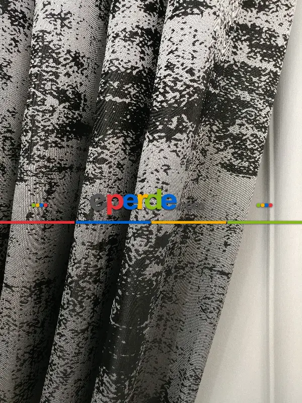 Jakar Dokuma - Spor Desenli Fon Perde- Siyah-gri Açık