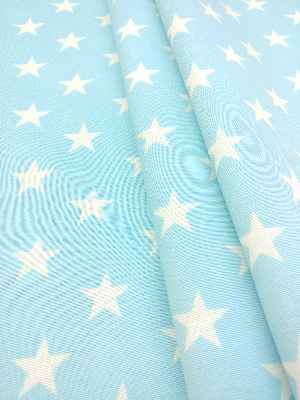 Yıldız Desenli Fon Perde ( Leke Tutmaz )- Mavi Açık