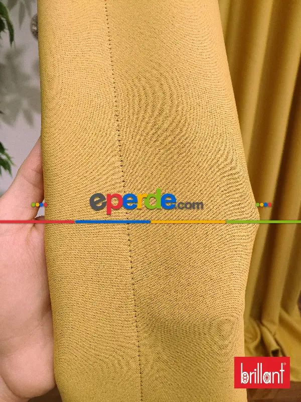 Yatak Odası - Brillant Karartma Blackout Hardal Sarı Renk Fon Perde- Hardal Sarısı