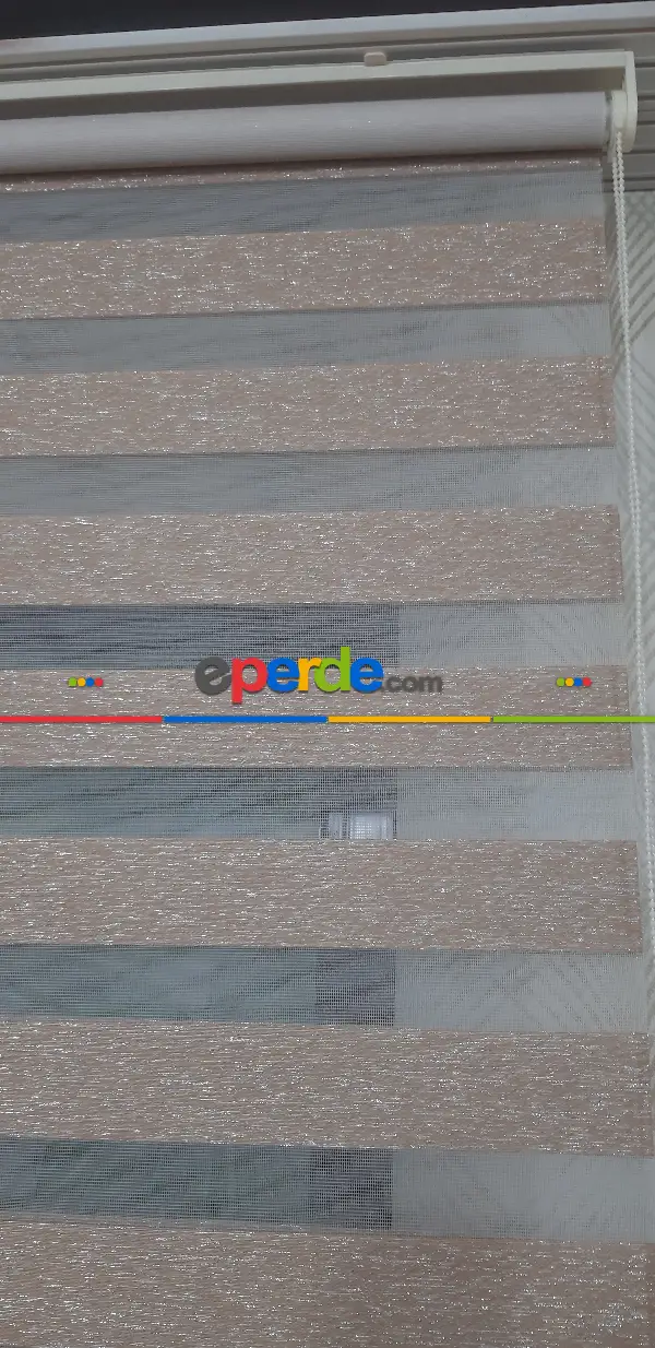 Koyu Kahve Gümüş Simli Zebra Perde Yeni Sezon- Kahve Koyu