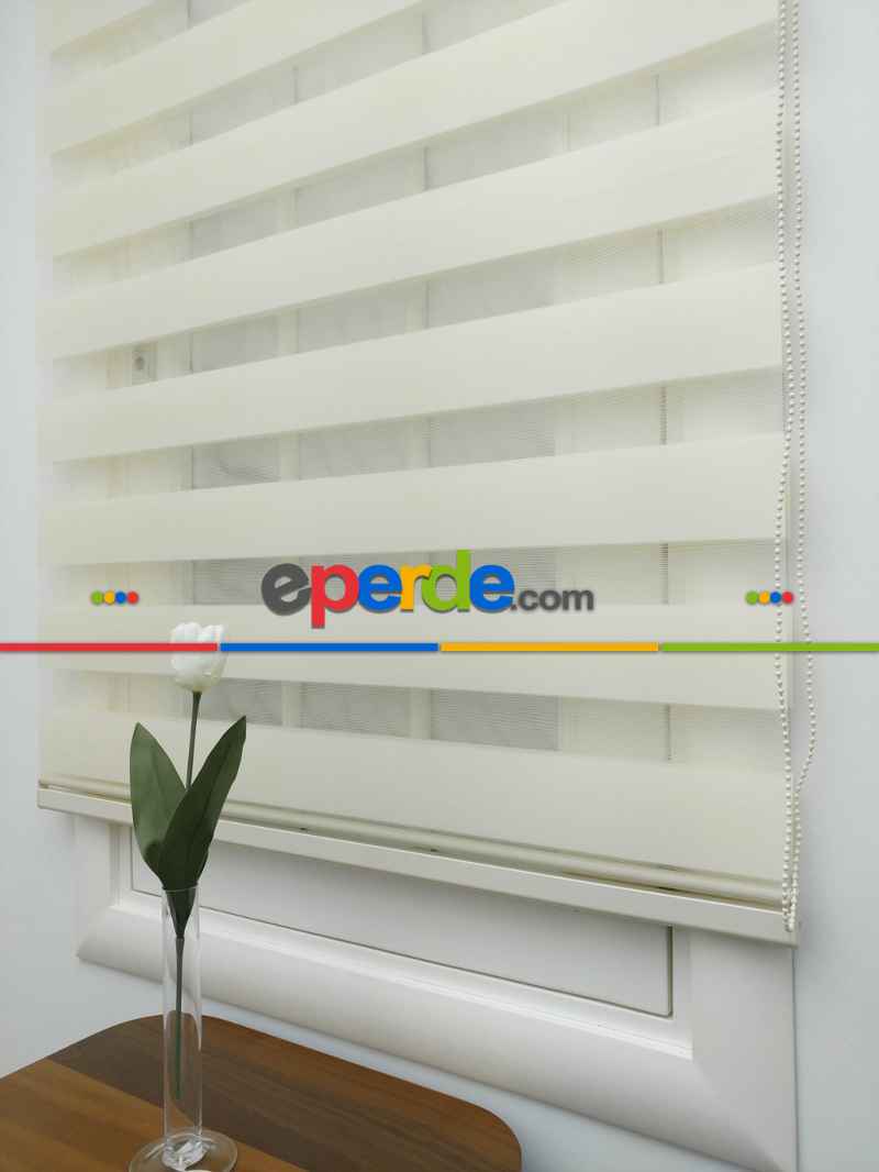 Oturma Odası - Zebra Perde - Düz Zebra Perde- Krem