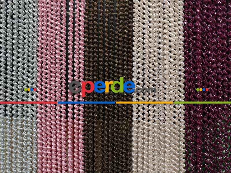Mutfak İp Perde - Bordo Rengi İp Perde Bukle Serisi- Bordo-gümüş