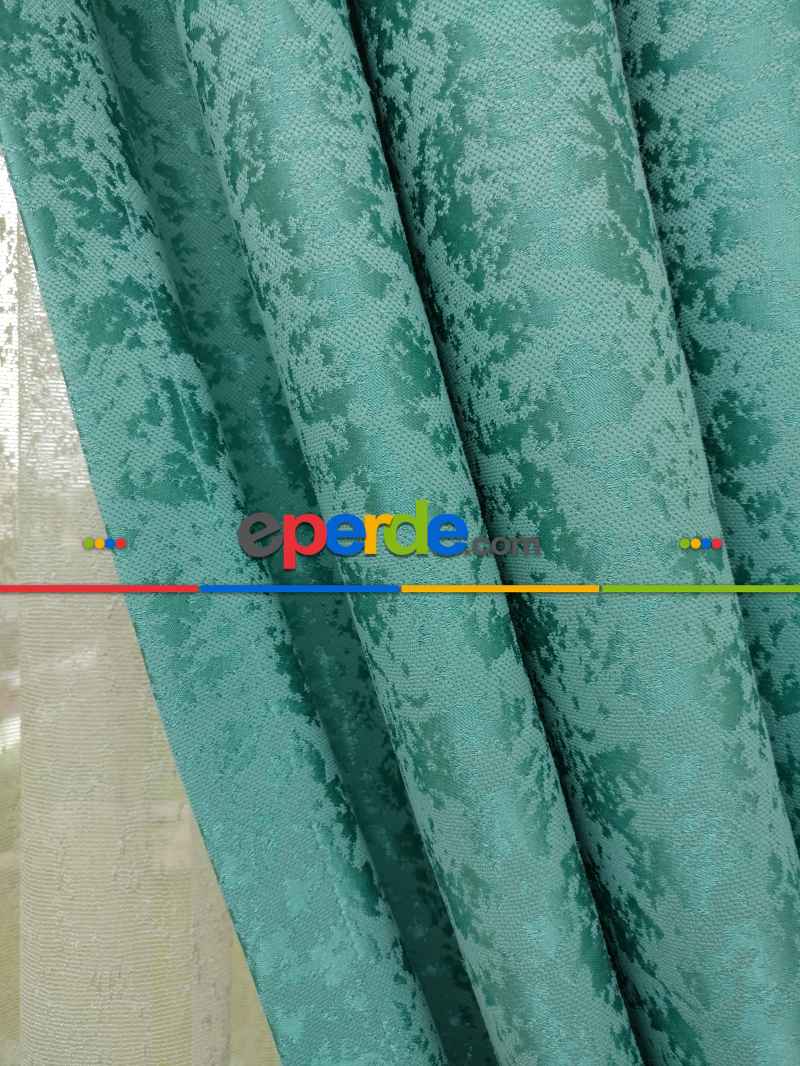 Mint Rengi Duz Jakar Fon Perde (150)- Mint