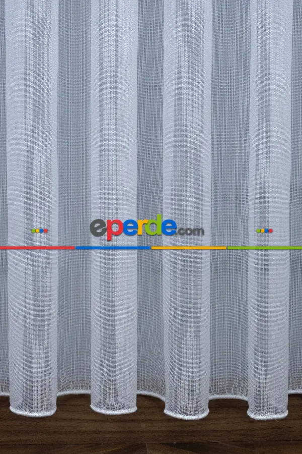 Düz Çizgili Tül -prd 2008 Pırıltılı - Dönergücü- Ekru - Kurşunlu Tül