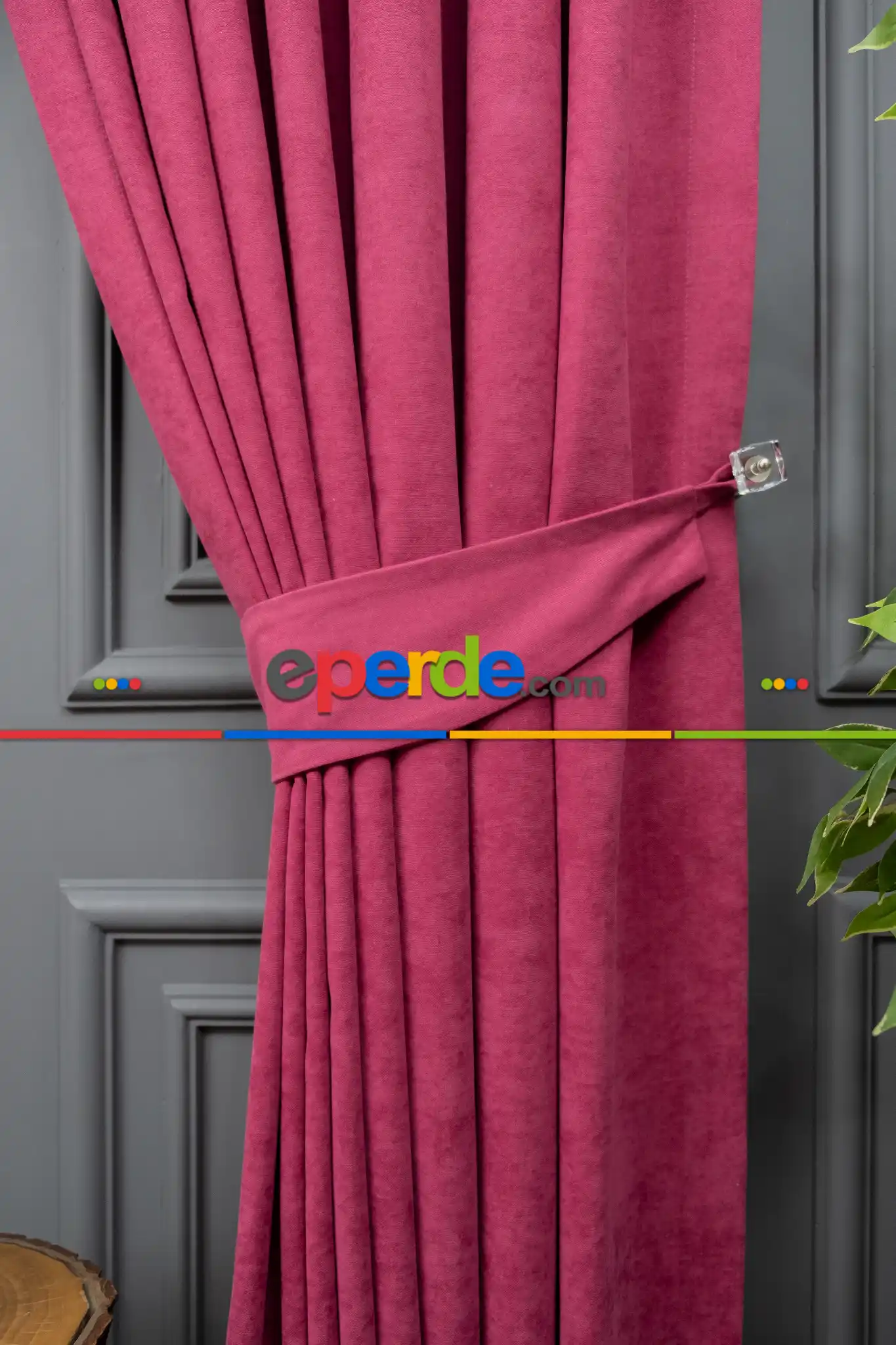 Salon - Fuşya Düz F0n Perde Dökümlü En 