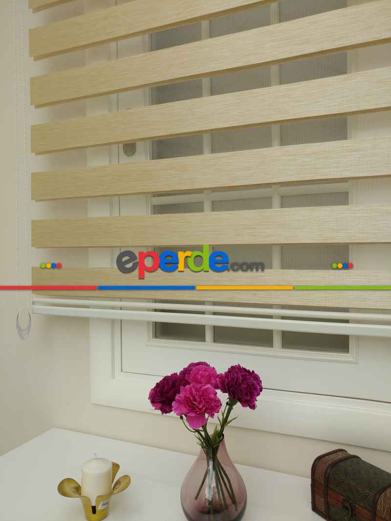 Sütlü Kahve Düz Bambu Zebra Perde- Sütlü Kahve