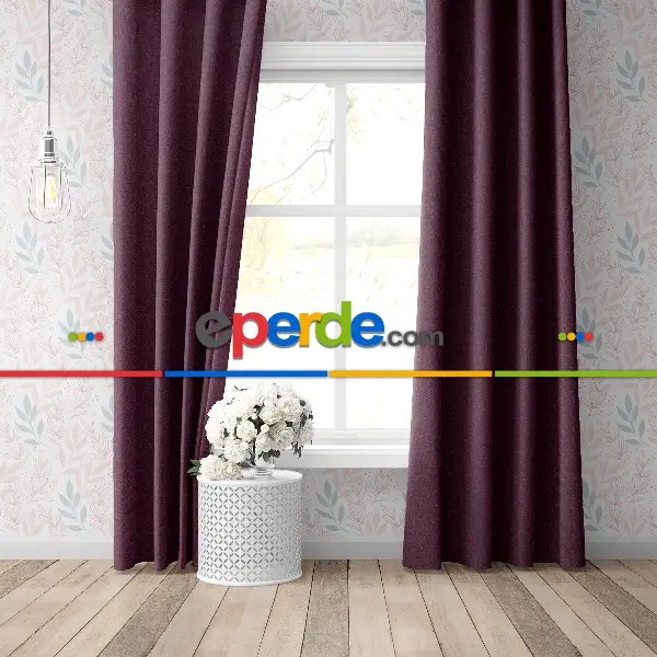 Yatak Odası - Blackout Karartma Tek Kanat Fon Perde Mürdüm