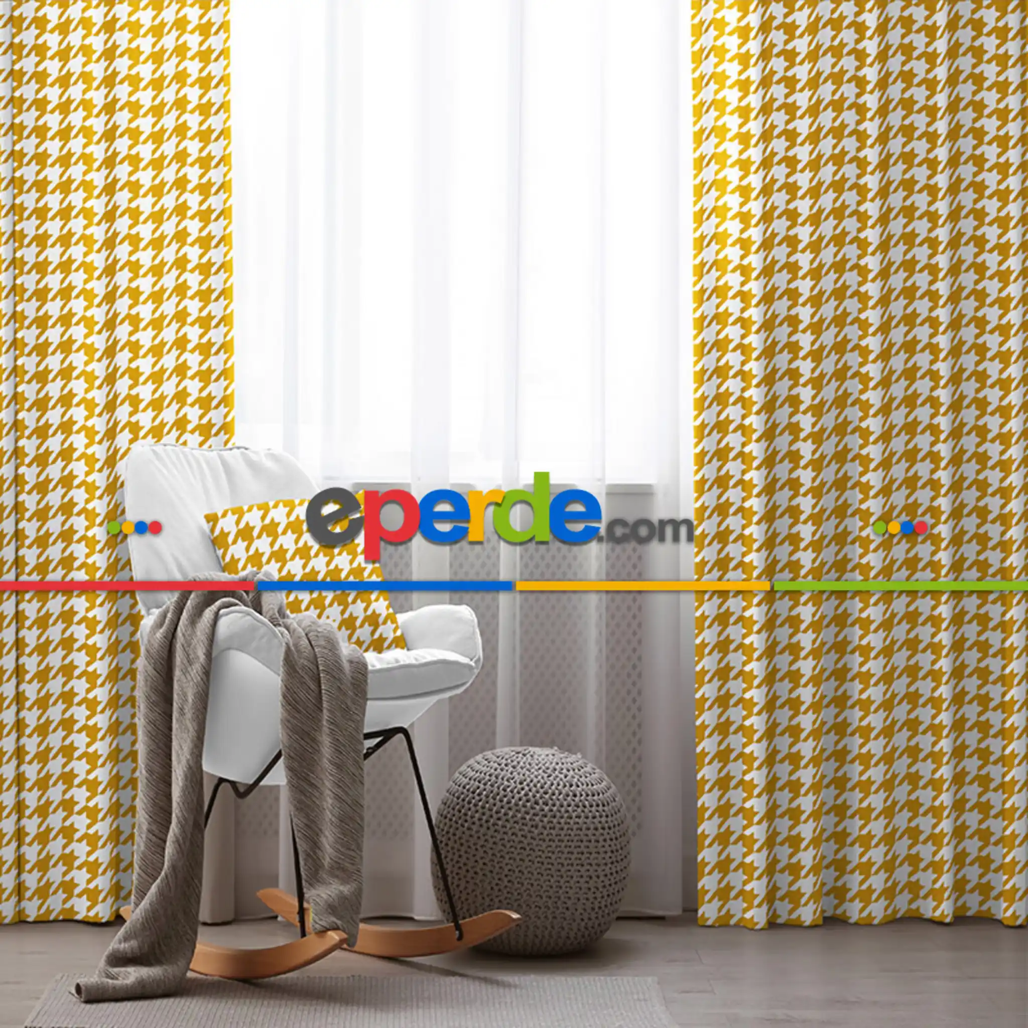 Sarı Fon Perde Evim1621-3 Kumaşı Kalındır Duck Bezi Değildir