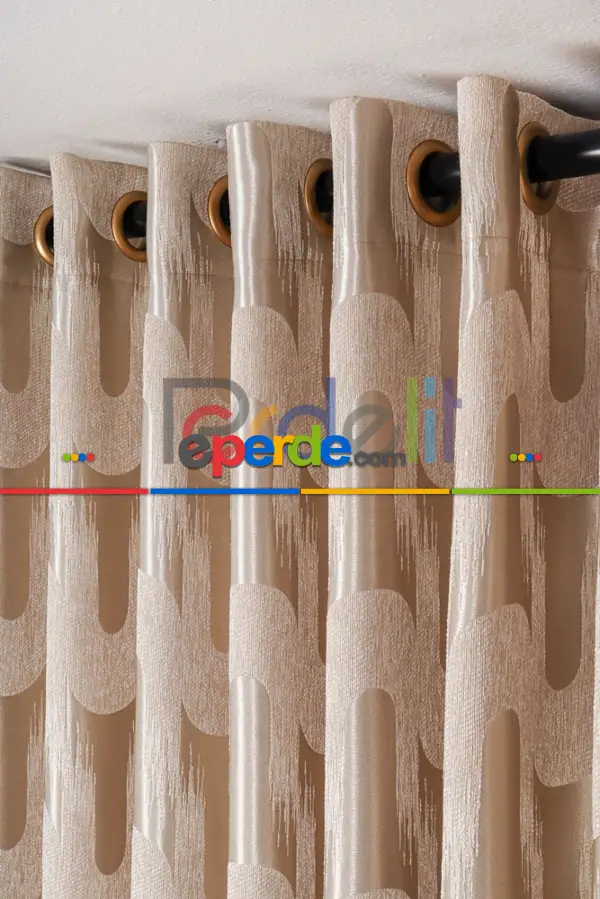 Avantgarde Krem Dalgalar Desenli– Modern Jakar Dokuma Fon Perde