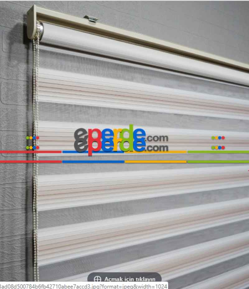 Mutfak- Beyaz Açık Kahve Pilise Zebra Perde- Beyaz-kahve Açık- Çok Renkli 2