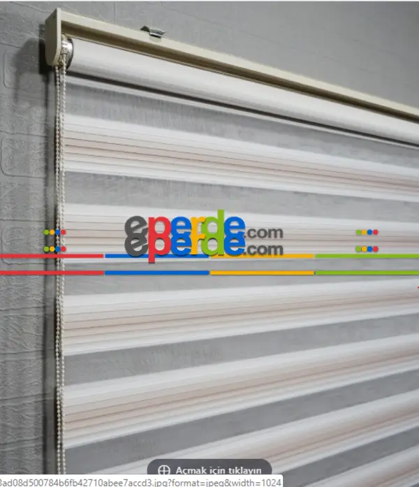 Oturma Odası - Beyaz Açık Kahve Pilise Zebra Perde- Beyaz-kahve Açık- Çok Renkli 2