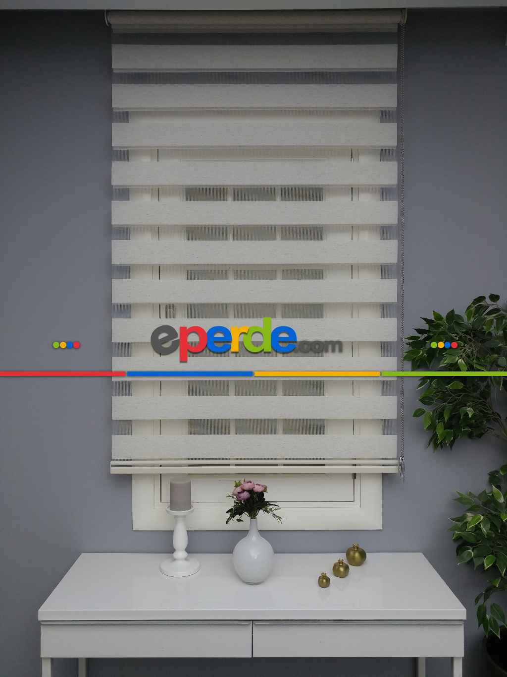 Mutfak- Krem Perle Home Düz Zebra Perde