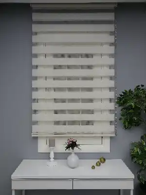 Krem Perle Home Düz Zebra Perde