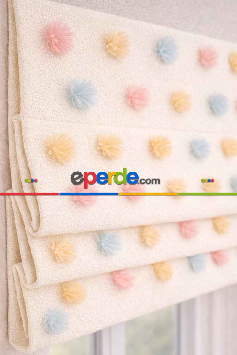 Katlamalı Fon Perde – Ponpon Desenli Mekanizmalı Perde