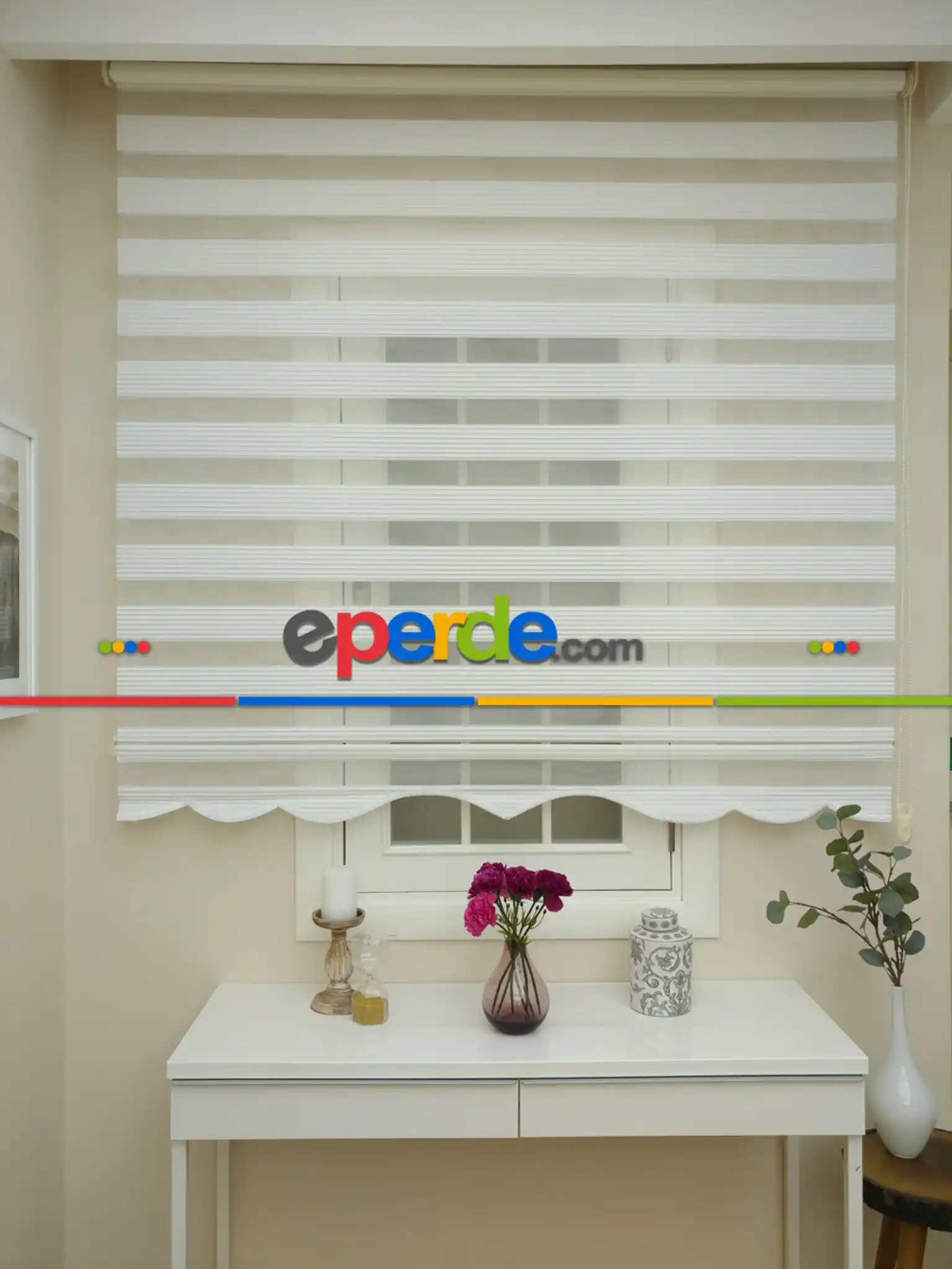 Zebra Perde - Dar Pileli Zebra Perde- Ekru