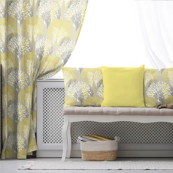 Mercan Desen Fon Perde Evim1080 Kumaşı Kalındır Duck Bezi Değildir- Mavi-beyaz