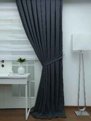 Salon Fon Perde - % İndirimli!!! Füme Düz Fon Perde(fon Demiri Hediyeli)- Füme