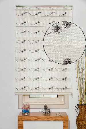 #üreticifirma %40 İndirimli!!! Nakış İşlemeli Siyah Ekru Zebra Perde- Siyah-krem-krem Açık