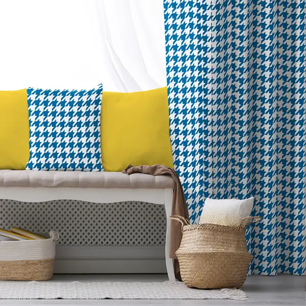 Mavi Fon Perde Evim1621-1 Kumaşı Kalındır Duck Bezi Değildir