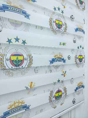 Genç Odası - Zebra Perde- Dijital Taraftar Baskılı Fenerbahçe Zebra Perde- Lacivert-sarı