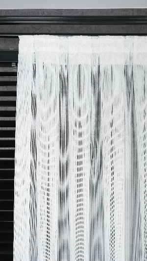 Exculusive Ekru Simli Çizgili Tül Perde Stripe