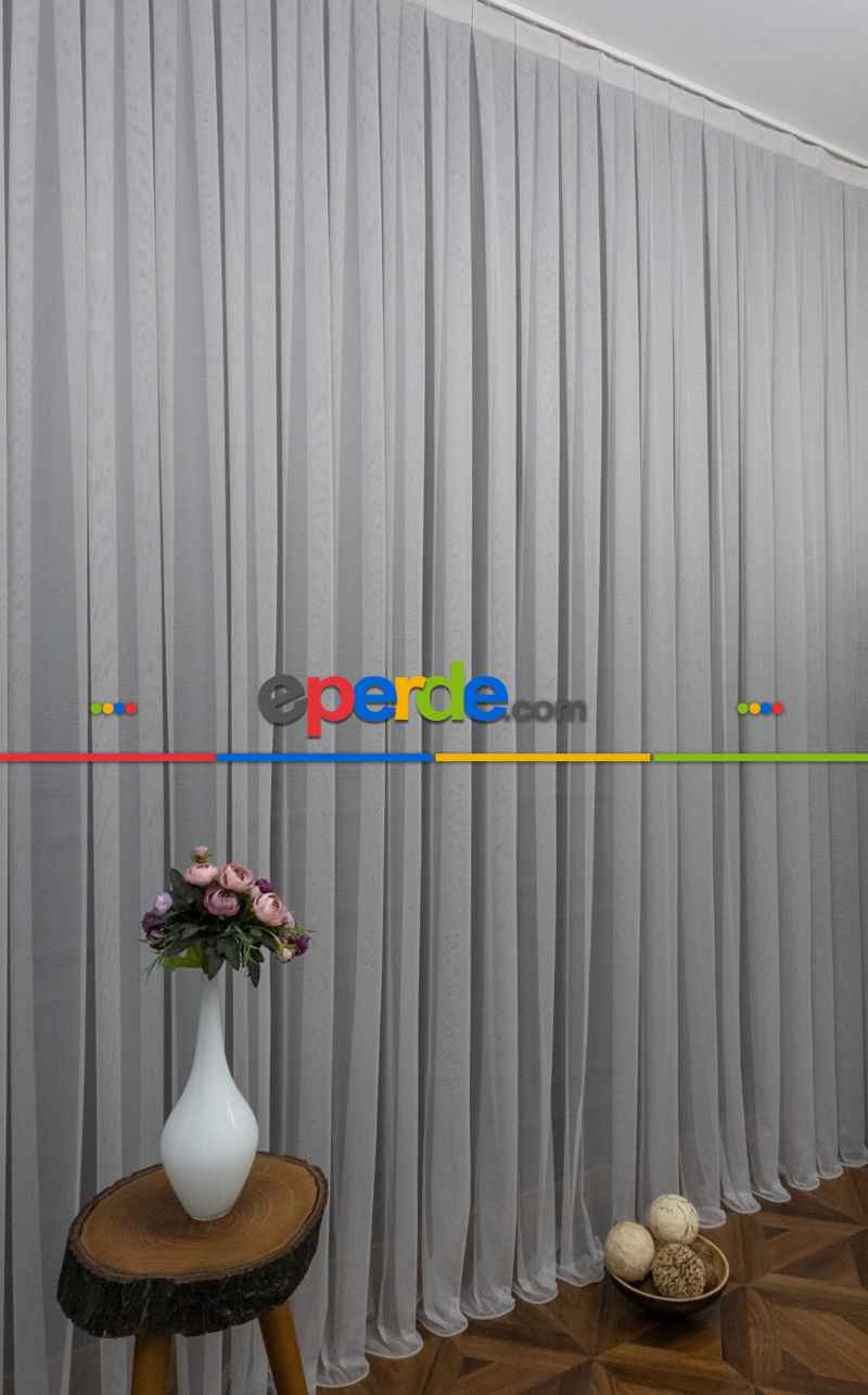 Yatak Odası - Grek Tül, Gri Renk, Yumuşak, Buruşmaz