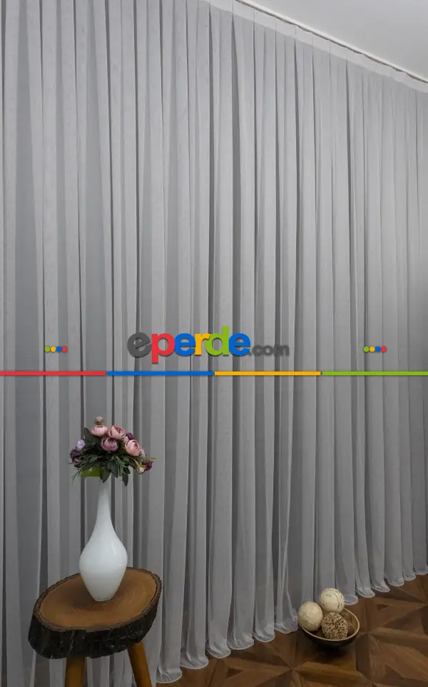 Mutfak Tül Modelleri - Grek Tül, Gri Renk, Yumuşak, Buruşmaz