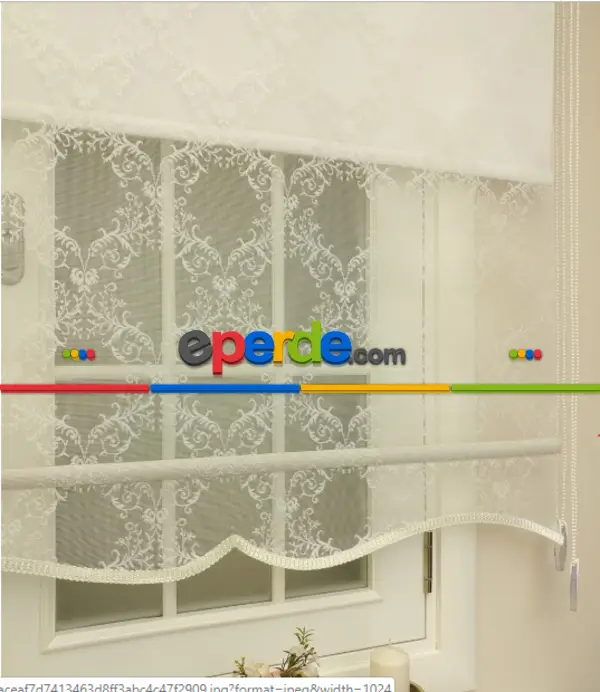 Tül Stor Çiftli Sistem Çerçeve Desen- Beyaz