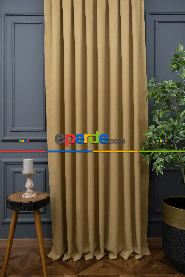 Bej Rengi Düz Fon Perde En Dökümlü Fon Perde 12490