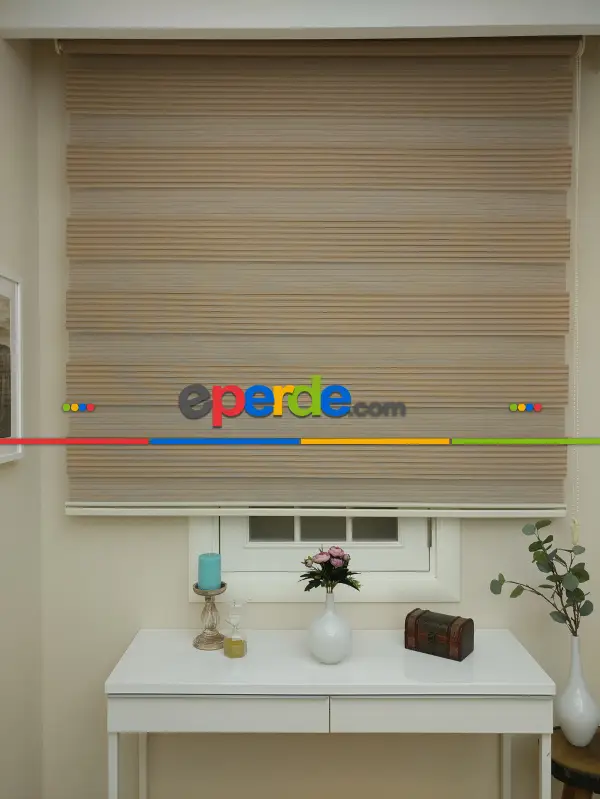 Zebra Perde - Geniş Pileli Zebra Perde- Sütlü Kahve