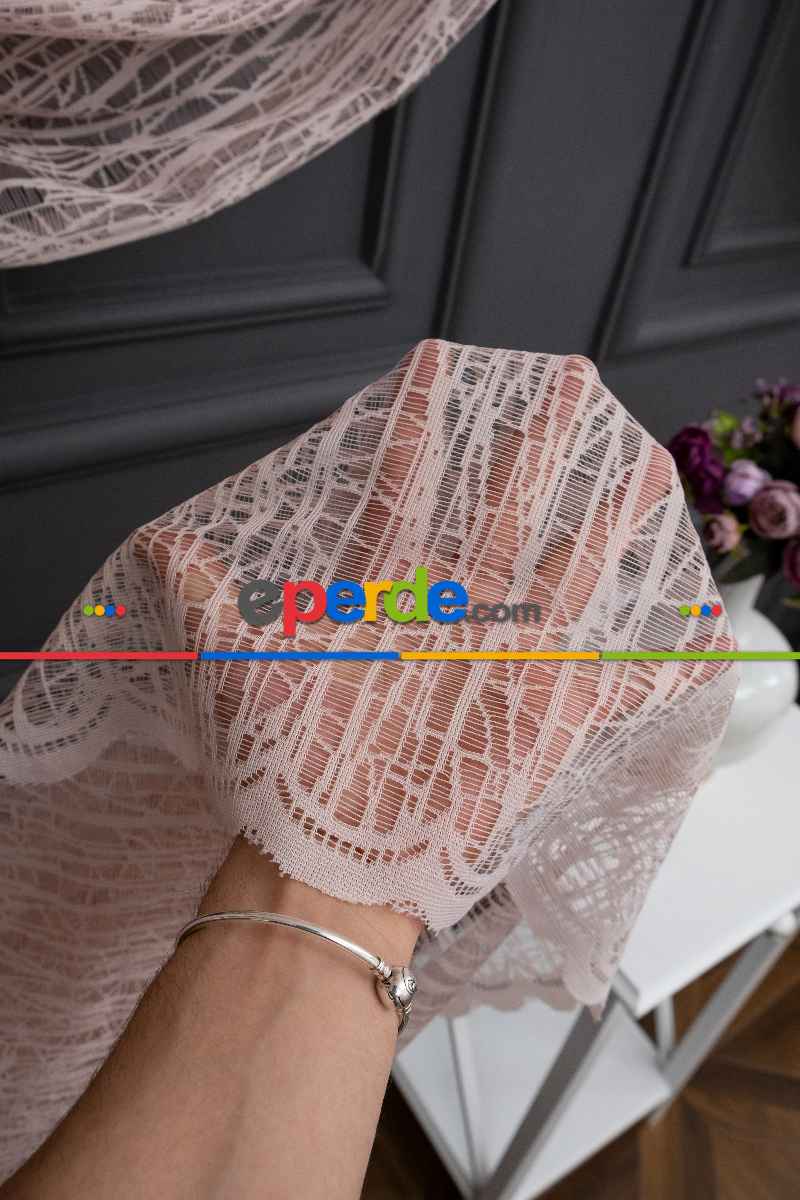 Pudra Pembe Kruvaze Model Tül Yanki Tül Camkırığı Tül
