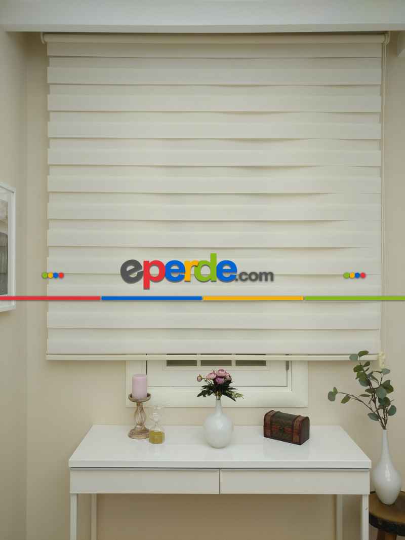 Zebra Perde -bambu Düz Zebra Perde- Krem