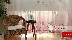 Kız Bebek Odası Tül Perde - Hello Kitty Baby Desenli Tül Perde- Pembe