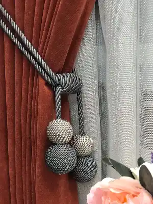 Kordon Sarım Özel Fon Perde Bağı Çift Toplu Füme Gri- Füme-gri Açık