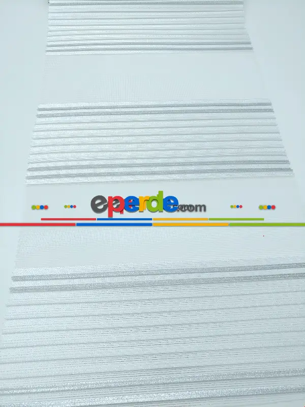 Pliseli Zebra Perde Gri Şeritli- Beyaz