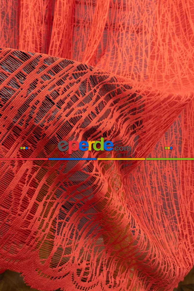 Kırmızı Renk Tül Perde / Camkırığı Tül