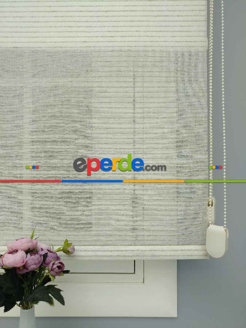 Çiftli Sistem Naturel Hasır Keten Tül Stor- Bej