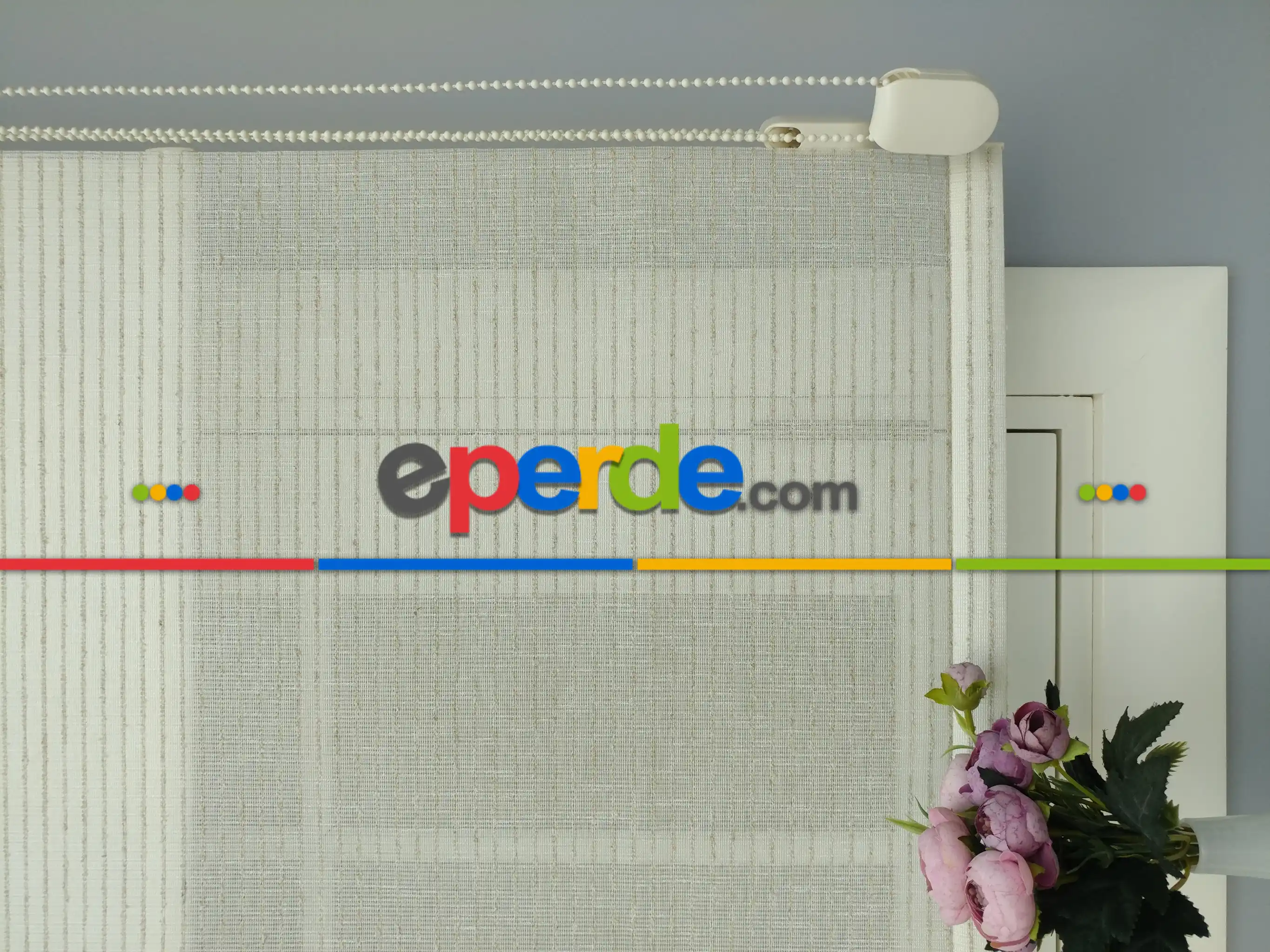 Çiftli Sistem Naturel Hasır Keten Tül Stor- Bej