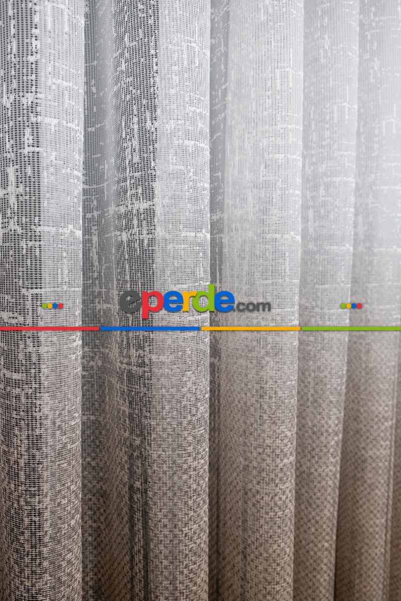 Modern Kahverengi Degrade Geçişli Tül - Örme Dantel Tül