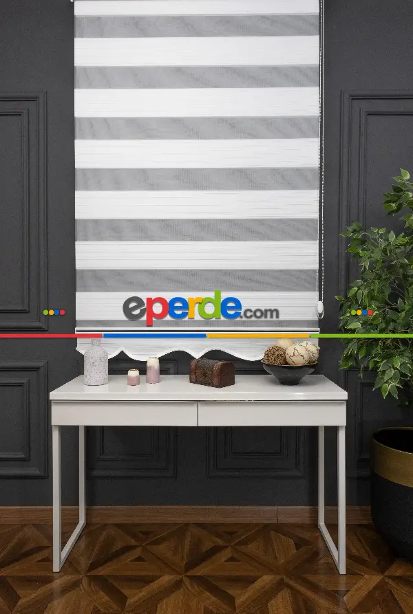 60x200 Ekru Geniş Plise Zebra Perde