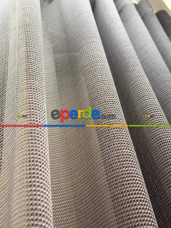 Oturma Odası - Gri Tül Perde, Ağır Gramajlı Premium Seri, Kurşunlu Tül