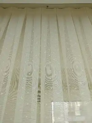 Etek Ucu Çiçek Gül Desenli Dantel Tül Perde - Ekru