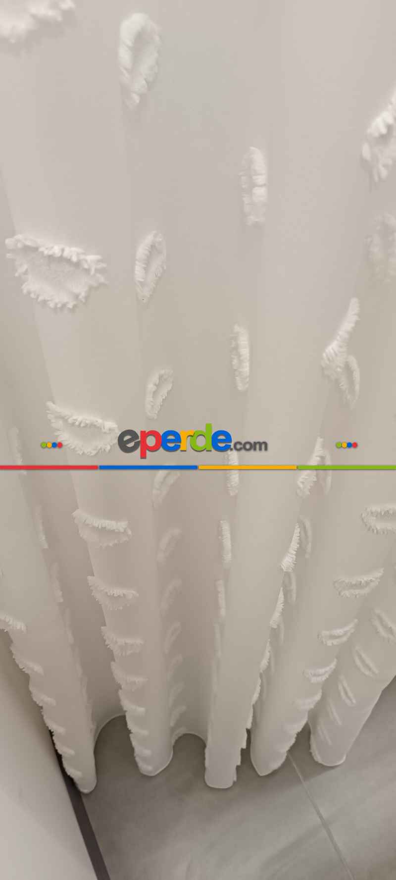 Yeni Nesil Ponpon Saçak Detaylı Tül Perdeler Ekru Renk