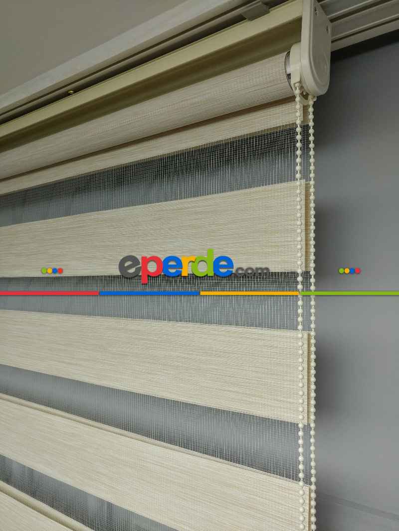 2025 Sezonu - Zebra Perde - Bambu Zebra Perde- Bej-krem Açık