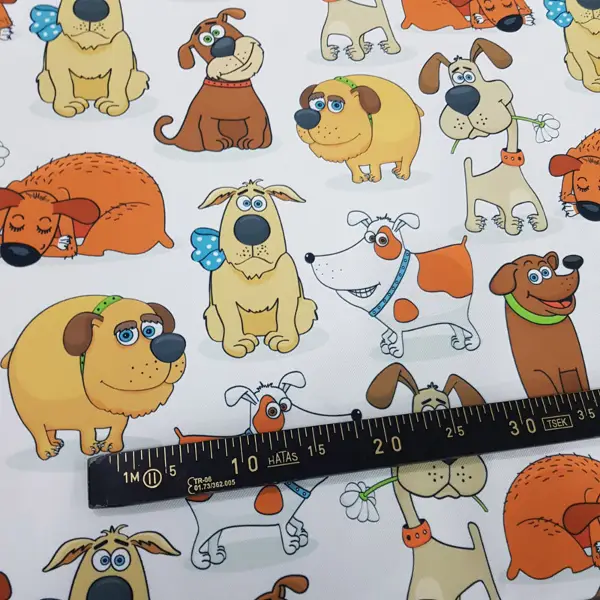 Köpek Desenli Fon Perde Evm618 Kumaşı Kalındır Duck Bezi Değildir- Siyah-Mavi-Kahverengi-Beyaz