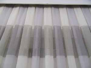 Oturma Odası - Şerit Desenli Keten Tül Perde- Sütlü Kahve