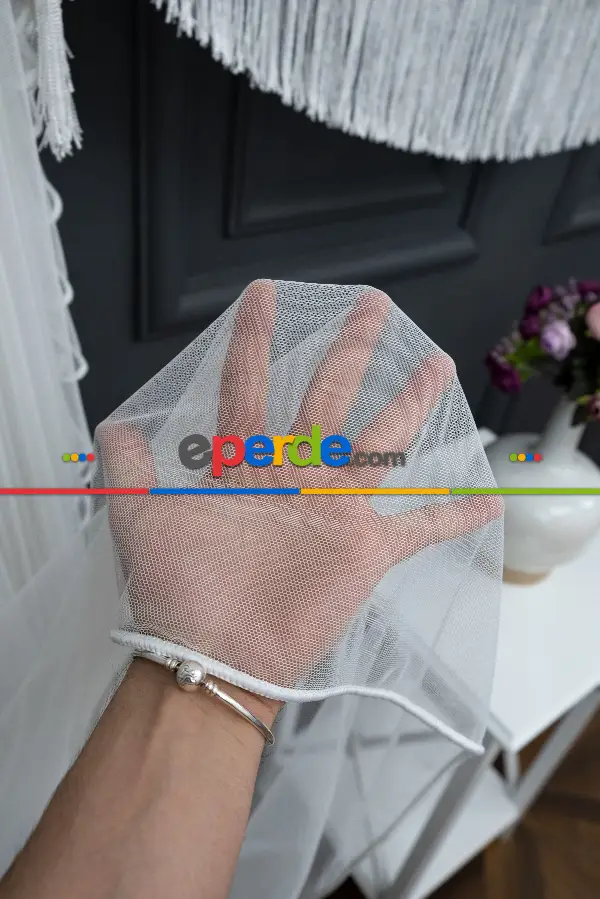 Yatak Odası - Grek Yalancı Kruvaze - Tülden Fon - Halat İle Yana Toplamalı Tül - Aksesuar İlave Ücretlidir - Çift Veya Tek Kanat - Kurşunlu Tül