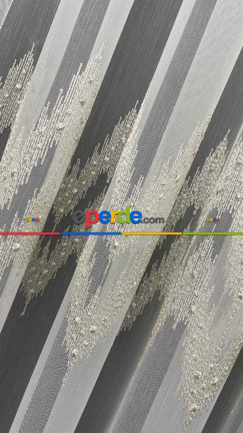 Salon - Premium Seri Trend Perde Modelleri 2023-kabartma Atlas İplikle Nakışlı İşleme Tül Perde 01