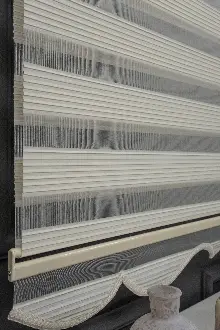 Mutfak- Yüksek Kaliteli Krem Dar Plise Zebra Perde Krem