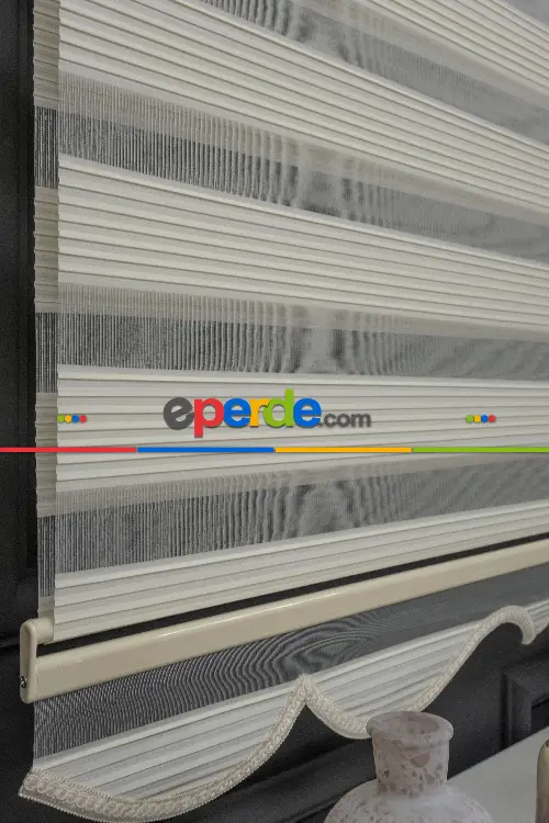 Yüksek Kaliteli Krem Dar Plise Zebra Perde Krem